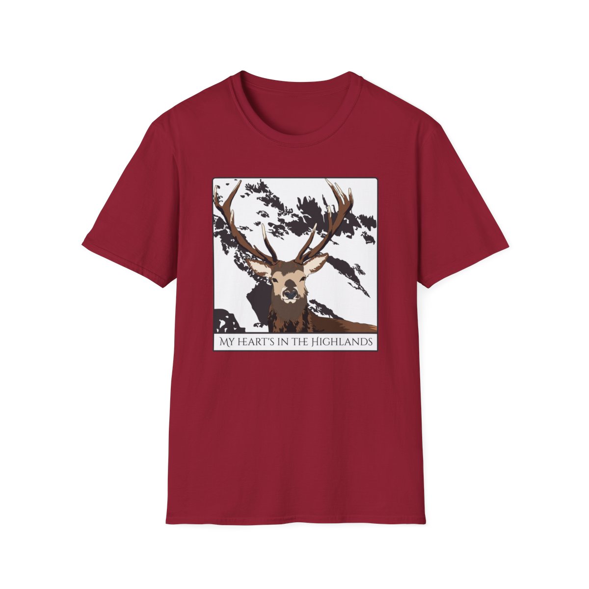 My Heart's in the Highlands T-shirt in red.