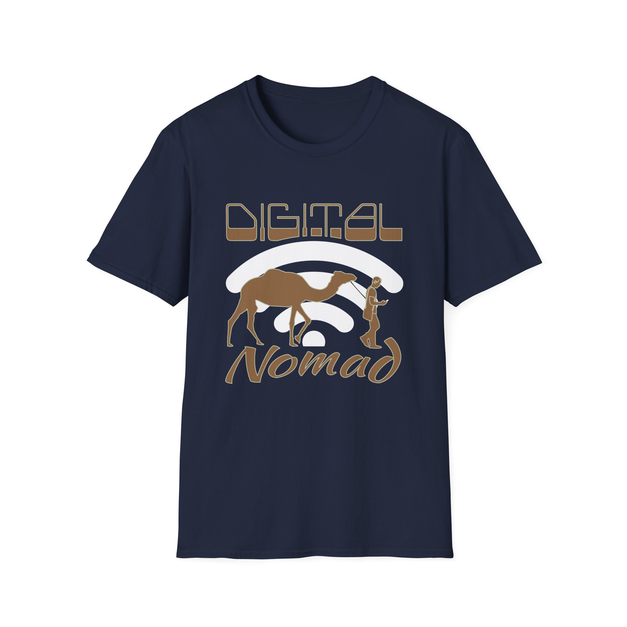 Wandering Digital Nomad T-shirt in navy blue.